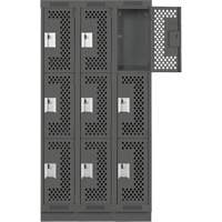 Casiers Clean Line, 3 niveaux, Bloc de 3, 36" x 12" x 76", Acier, Charbon, Rivet (assembl&eacute;), Perfor&eacute; Rock Safety Industrial Ltd