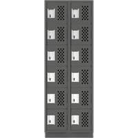Assembled Lockerettes Clean Line Perforated Economy Lockers, 6 -tier, Bank of 2, 18" x 72" x 12", Steel Rock Safety Industrial Ltd