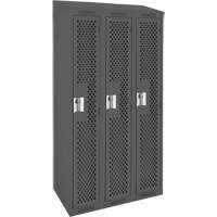 Clean Line Lockers, Bank of 3, 36" x 15" x 78", Steel, Charcoal, Rivet (Assembled), Perforated Rock Safety Industrial Ltd