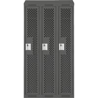 Clean Line Lockers, Bank of 3, 36" x 15" x 78", Steel, Charcoal, Rivet (Assembled), Perforated Rock Safety Industrial Ltd