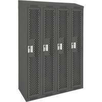 Clean Line Lockers, Bank of 4, 48" x 15" x 78", Steel, Charcoal, Rivet (Assembled), Perforated Rock Safety Industrial Ltd