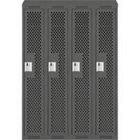 Clean Line Lockers, Bank of 4, 48" x 15" x 78", Steel, Charcoal, Rivet (Assembled), Perforated Rock Safety Industrial Ltd