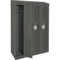 Clean Line Lockers, Bank of 4, 48" x 15" x 78", Steel, Charcoal, Rivet (Assembled), Perforated Rock Safety Industrial Ltd