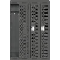 Clean Line Lockers, Bank of 4, 48" x 15" x 78", Steel, Charcoal, Rivet (Assembled), Perforated Rock Safety Industrial Ltd