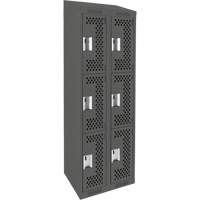 Casiers Clean Line, 3 niveaux, Bloc de 2, 24" x 18" x 78", Acier, Charbon, Rivet (assembl&eacute;), Perfor&eacute; Rock Safety Industrial Ltd