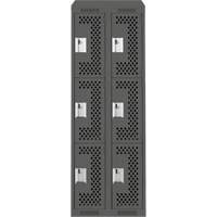 Casiers Clean Line, 3 niveaux, Bloc de 2, 24" x 18" x 78", Acier, Charbon, Rivet (assembl&eacute;), Perfor&eacute; Rock Safety Industrial Ltd
