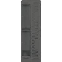 Clean Line Lockers, 2 -tier, Bank of 2, 24" x 15" x 82", Steel, Charcoal, Rivet (Assembled), Perforated Rock Safety Industrial Ltd