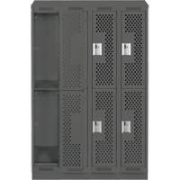 Casiers Clean Line, 2 niveaux, Bloc de 4, 48" x 15" x 82", Acier, Charbon, Rivet (assembl&eacute;), Perfor&eacute; Rock Safety Industrial Ltd
