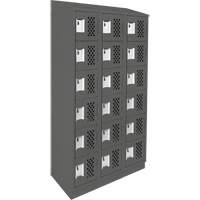 Assembled Lockerettes Clean Line Perforated Economy Lockers, 6 -tier, Bank of 3, 18" x 72" x 12", Steel Rock Safety Industrial Ltd