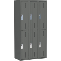 Concorde Heavy-Duty Lockers, 2 -tier, Bank of 3, 36" x 18" x 72", Steel, Charcoal, Welded (Assembled) Rock Safety Industrial Ltd