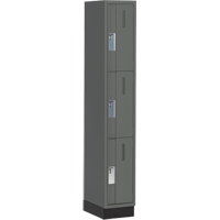 Concorde Heavy-Duty Lockers, 3 -tier, 12" x 18" x 76", Steel, Charcoal, Welded (Assembled) Rock Safety Industrial Ltd