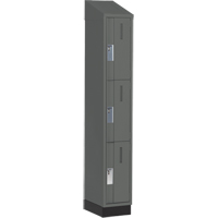 Concorde Heavy-Duty Lockers, 3 -tier, 12" x 18" x 82", Steel, Charcoal, Welded (Assembled) Rock Safety Industrial Ltd