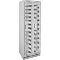 Clean Line Lockers, Bank of 2, 24" x 18" x 76", Steel, Grey, Rivet (Assembled), Perforated Rock Safety Industrial Ltd