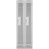 Clean Line Lockers, Bank of 2, 24" x 18" x 76", Steel, Grey, Rivet (Assembled), Perforated Rock Safety Industrial Ltd