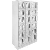 Assembled Lockerettes Clean Line Perforated Economy Lockers, 6 -tier, Bank of 3, 18" x 72" x 12", Steel Rock Safety Industrial Ltd