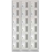 Assembled Lockerettes Clean Line Perforated Economy Lockers, 6 -tier, Bank of 3, 18" x 72" x 12", Steel Rock Safety Industrial Ltd