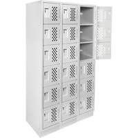 Assembled Lockerettes Clean Line Perforated Economy Lockers, 6 -tier, Bank of 3, 18" x 72" x 12", Steel Rock Safety Industrial Ltd