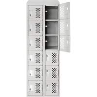 Assembled Lockerettes Clean Line Perforated Economy Lockers, 6 -tier, Bank of 2, 18" x 72" x 12", Steel Rock Safety Industrial Ltd