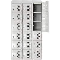 Assembled Lockerettes Clean Line Perforated Economy Lockers, 6 -tier, Bank of 3, 18" x 72" x 12", Steel Rock Safety Industrial Ltd