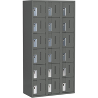Concorde Heavy-Duty Lockers, 6 -tier, Bank of 3, 36" x 18" x 72", Steel, Charcoal, Welded (Assembled) Rock Safety Industrial Ltd