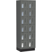 Concorde Heavy-Duty Lockers, 6 -tier, Bank of 2, 24" x 18" x 76", Steel, Charcoal, Welded (Assembled) Rock Safety Industrial Ltd