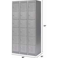Lockers, 6 -tier, Bank of 3, 36" x 18" x 72", Steel, Grey, Knocked Down Rock Safety Industrial Ltd