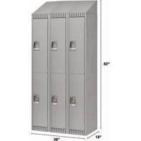 Casiers, 2 niveaux, Bloc de 3, 36" x 18" x 82", Acier, Gris, D&eacute;mont&eacute; Rock Safety Industrial Ltd
