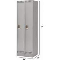 Lockers, Bank of 2, 24" x 18" x 76", Steel, Grey, Knocked Down Rock Safety Industrial Ltd