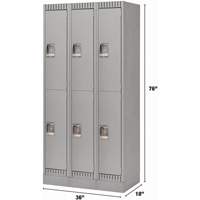 Casiers, 2 niveaux, Bloc de 3, 36" x 18" x 76", Acier, Gris, D&eacute;mont&eacute; Rock Safety Industrial Ltd