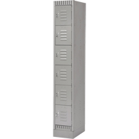 Lockers, 6 -tier, 12" x 18" x 76", Steel, Grey, Knocked Down Rock Safety Industrial Ltd