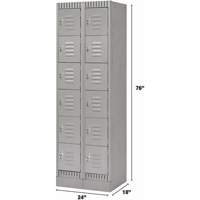 Lockers, 6 -tier, Bank of 2, 24" x 18" x 76", Steel, Grey, Knocked Down Rock Safety Industrial Ltd