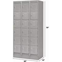 Lockers, 6 -tier, Bank of 3, 36" x 18" x 76", Steel, Grey, Knocked Down Rock Safety Industrial Ltd
