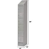 Lockers, 6 -tier, 12" x 18" x 86", Steel, Grey, Knocked Down Rock Safety Industrial Ltd