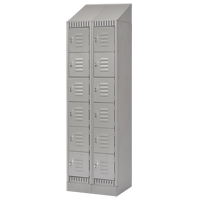 Lockers, 6 -tier, Bank of 2, 24" x 18" x 86", Steel, Grey, Knocked Down Rock Safety Industrial Ltd