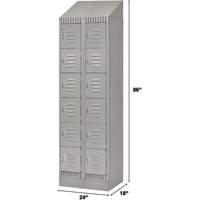 Lockers, 6 -tier, Bank of 2, 24" x 18" x 86", Steel, Grey, Knocked Down Rock Safety Industrial Ltd