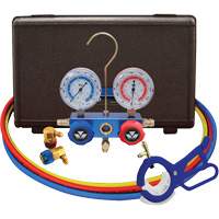 Automotive R134A 2-Way Manifold Gauge Set with 3-In-1 Side Mount Can Tap Valve Rock Safety Industrial Ltd