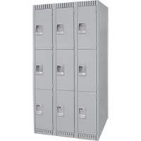 Lockers, 3 -tier, Bank of 3, 36" x 18" x 72", Steel, Grey, Knocked Down Rock Safety Industrial Ltd
