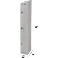 Casiers, 3 niveaux, 12" x 18" x 82", Acier, Gris, D&eacute;mont&eacute; Rock Safety Industrial Ltd