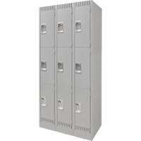 Casiers, 3 niveaux, Bloc de 3, 36" x 18" x 76", Acier, Gris, D&eacute;mont&eacute; Rock Safety Industrial Ltd