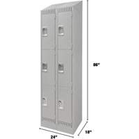 Casiers, 3 niveaux, Bloc de 2, 24" x 18" x 86", Acier, Gris, D&eacute;mont&eacute; Rock Safety Industrial Ltd