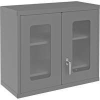 Armoire de rangement murale avec portes transparentes, 26-15/16" h x 29-7/8" la x 13-11/16" p, 2 tablettes, Acier, Gris Rock Safety Industrial Ltd