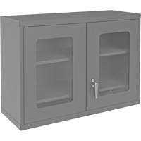 Armoire de rangement murale avec portes transparentes, 26-15/16" h x 35-7/8" la x 13-11/16" p, 2 tablettes, Acier, Gris Rock Safety Industrial Ltd