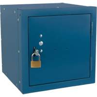 Casier cubique empilable, 12" x 12" x 12", Acier, Bleu, D&eacute;mont&eacute; Rock Safety Industrial Ltd