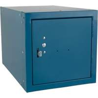 Casier cubique empilable, 12" x 18" x 12", Acier, Bleu, D&eacute;mont&eacute; Rock Safety Industrial Ltd