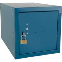 Casier cubique empilable, 12" x 18" x 12", Acier, Bleu, D&eacute;mont&eacute; Rock Safety Industrial Ltd