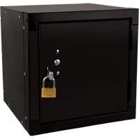 Casier cubique empilable, 12" x 12" x 12", Acier, Noir, D&eacute;mont&eacute; Rock Safety Industrial Ltd