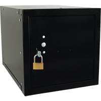 Casier cubique empilable, 12" x 18" x 12", Acier, Noir, D&eacute;mont&eacute; Rock Safety Industrial Ltd