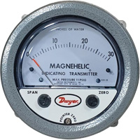 Manom&egrave;tre diff&eacute;rentiel et &eacute;metteur de signalisation de s&eacute;rie 605 Magnehelic,  4", 0 - 30 po en c.e., Fixation sur panneau, Analogique Rock Safety Industrial Ltd