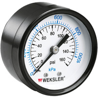 Dry Pressure Gauge, 1-1/2" , 0 - 160 psi, Back Mount, Analogue Rock Safety Industrial Ltd