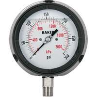 Pressure Gauge, 4-1/2" , 0 - 15 psi/0 - 100 kPa, Bottom Mount, Liquid Filled Analogue Rock Safety Industrial Ltd